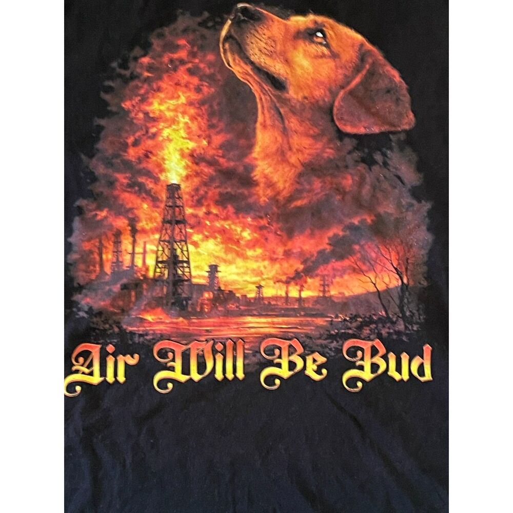 "Air Will Be Bud" Blood T-Shirt Cotton Black Men's Size L